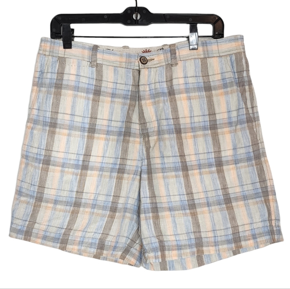 Tommy Bahama linen blend plaid shorts